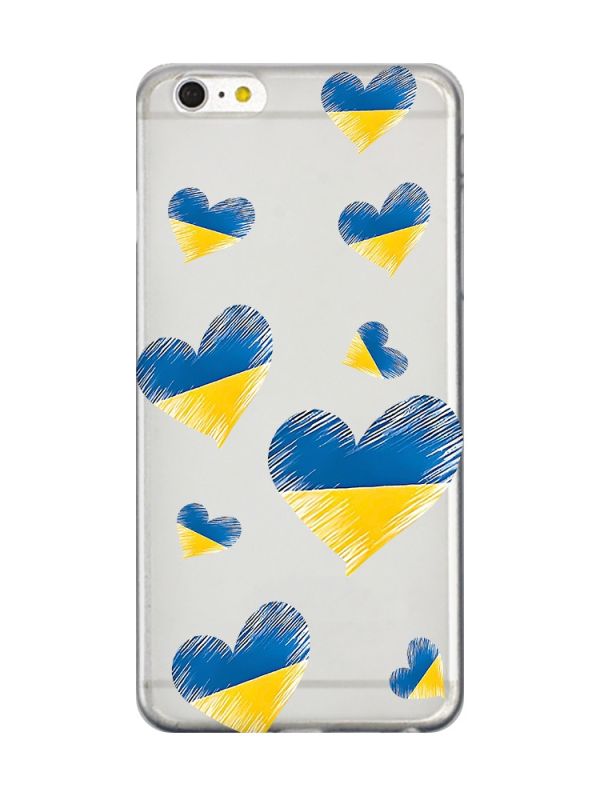 Прозорий чохол на iPhone 6+/6 Plus :: Сердечка. Україна (принт 258)