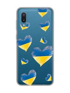 Прозорий чохол на Samsung Galaxy A02/A022 (2021) :: Сердечка. Україна (принт 258)