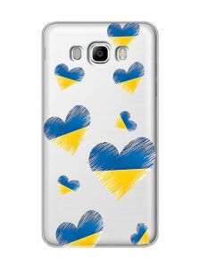 Прозорий чохол на Samsung Galaxy J7(2016) J710 :: Сердечка. Україна (принт 258)