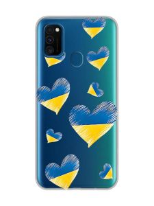 Прозорий чохол на Samsung Galaxy M30s/М21  :: Сердечка. Україна (принт 258)