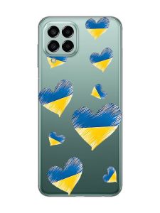 Прозорий чохол на Samsung Galaxy M33 5G :: Сердечка. Україна (принт 258)