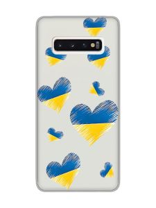 Прозорий чохол на Samsung Galaxy S10 :: Сердечка. Україна (принт 258)