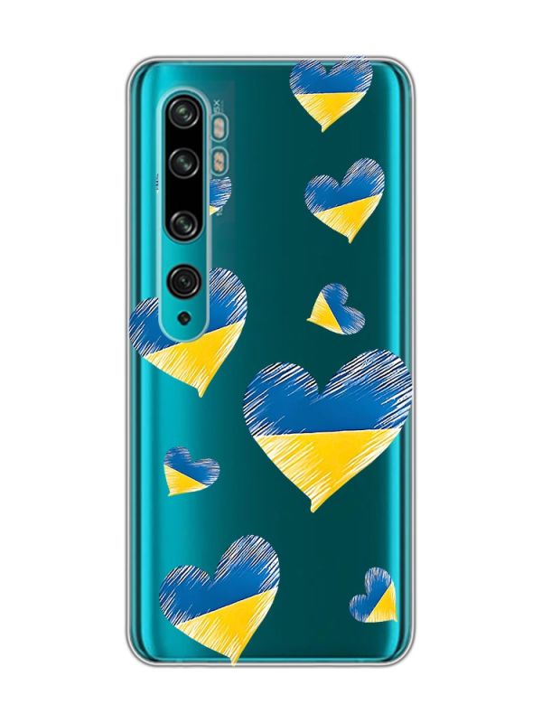 Прозорий чохол на Xiaomi Mi Note 10/Note 10 Pro :: Сердечка. Україна (принт 258)
