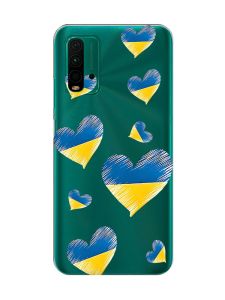Прозорий чохол на Xiaomi Redmi 9T  :: Сердечка. Україна (принт 258)