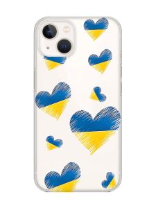 Прозорий чохол із захистом камери на iPhone 14 Plus :: Сердечка. Україна (принт 258)