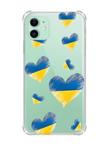 Чохол з потовщеними кутами на Apple iPhone 11 (6.1) :: Сердечка. Україна (принт 258)