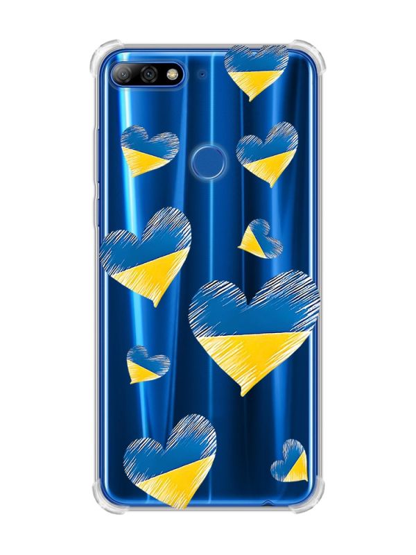 Чохол з потовщеними кутами на Huawei Y7 2018/Y7 Prime 2018 :: Сердечка. Україна (принт 258)