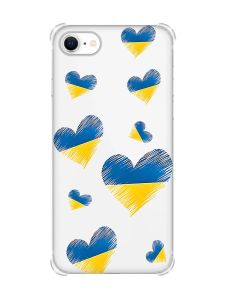 Чохол з потовщеними кутами на iPhone 7/ 7s/ 8/ 8s :: Сердечка. Україна (принт 258)