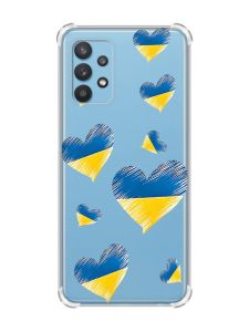 Чохол з потовщеними кутами на Samsung Galaxy A32 :: Сердечка. Україна (принт 258)