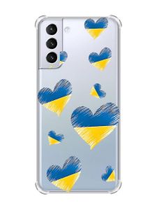 Чохол з потовщеними кутами на Samsung Galaxy S21 (G991) :: Сердечка. Україна (принт 258)