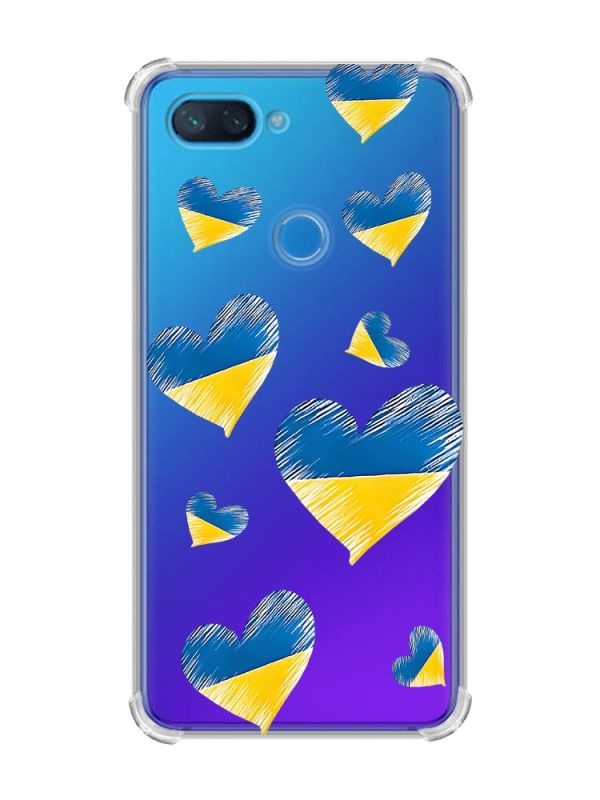Чохол із потовщеними кутами на Xiaomi Mi 8 Lite :: Сердечка. Україна (принт 258)
