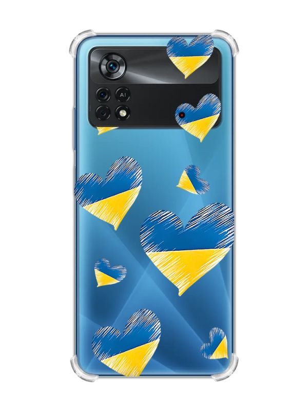 Чохол з потовщеними кутами на Xiaomi Poco X4 Pro 5G :: Сердечка. Україна (принт 258)