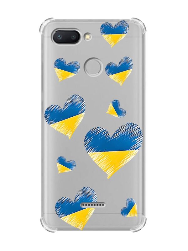 Чохол із потовщеними кутами для Xiaomi Redmi 6 :: Сердечка. Україна (принт 258)