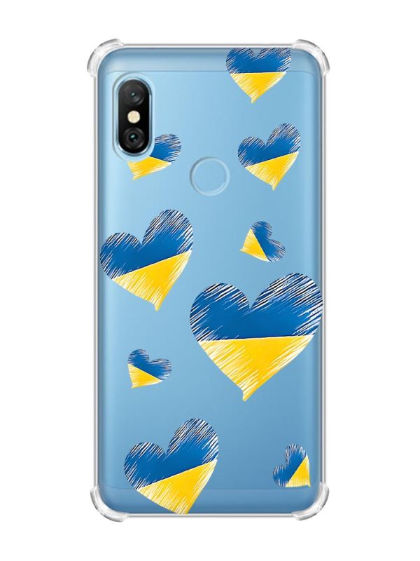 Чохол з потовщеними кутами на Xiaomi Redmi Note 6 Pro :: Сердечка. Україна (принт 258)