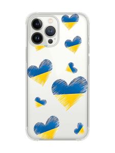 Чохол із потовщеними кутами на iPhone 14 Pro Max :: Сердечка. Україна (принт 258)