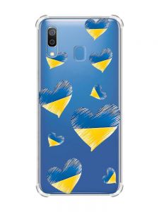 Чохол з потовщеними кутами на Samsung Galaxy A30 (2019) / A20 (2019) :: Сердечка. Україна (принт 258)