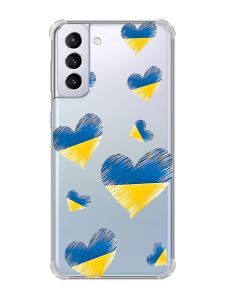 Чохол з потовщеними кутами на Samsung Galaxy S21 Plus :: Сердечка. Україна (принт 258)