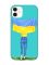 Матовий бірюзовий чохол на Apple iPhone 11 (6.1) :: Дівчина з прапором (принт 263)