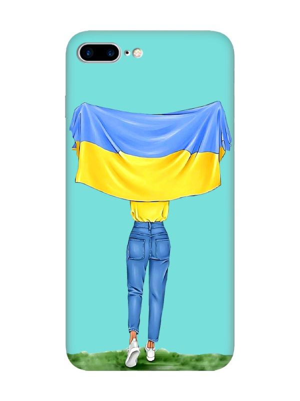 Матовий бірюзовий чохол на iPhone 7 Plus/8 Plus :: Дівчина з прапором (принт 263)
