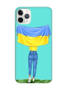 Матовий бірюзовий чохол на iPhone 11 Pro Max (6.5) :: Дівчина з прапором (принт 263)