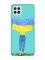 Матовий бірюзовий чохол на Samsung Galaxy A22 4G/ M32/ M22 :: Дівчина з прапором (принт 263)