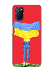 Матовий червоний чохол на Oppo A52/ A72/ A92 :: Дівчина з прапором (принт 263)