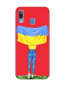 Матовий червоний чохол на Samsung Galaxy A30 (2019) / A20 (2019) :: Дівчина з прапором (принт 263)