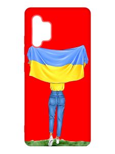 Матовий червоний чохол на Samsung Galaxy A32 :: Дівчина з прапором (принт 263)