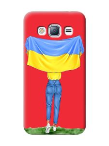 Матовий червоний чохол на Samsung Galaxy J3 / J310 :: Дівчина з прапором (принт 263)