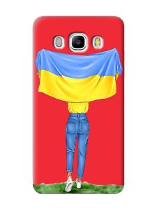 Матовий червоний чохол на Samsung Galaxy J5 (2016) J510 :: Дівчина з прапором (принт 263)