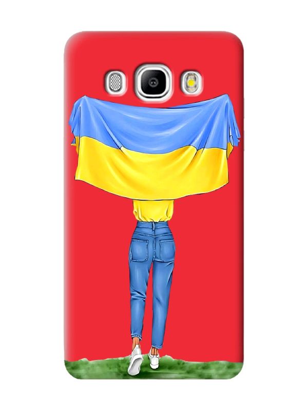 Матовий червоний чохол на Samsung Galaxy J5 (2016) J510 :: Дівчина з прапором (принт 263)