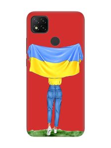 Матовий червоний чохол на Xiaomi Redmi 9C/10A :: Дівчина з прапором (принт 263)