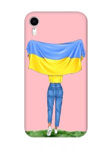 Матовий рожевий чохол на Apple iPhone XR :: Дівчина з прапором (принт 263)