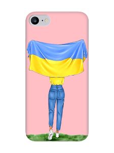 Матовий рожевий чохол на iPhone 7 / 8 :: Дівчина з прапором (принт 263)