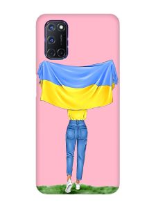 Матовий рожевий чохол на Oppo A52/A72/A92 :: Дівчина з прапором (принт 263)
