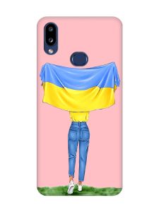 Матовий рожевий чохол на Samsung Galaxy A10s (A107) :: Дівчина з прапором (принт 263)