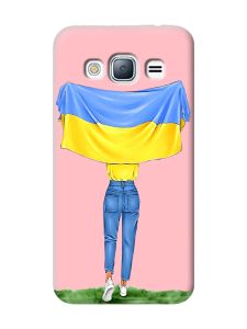 Матовий рожевий чохол на Samsung Galaxy J3 / J310 :: Дівчина з прапором (принт 263)