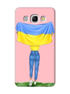 Матовий рожевий чохол на Samsung Galaxy J5(2016) J510 :: Дівчина з прапором (принт 263)