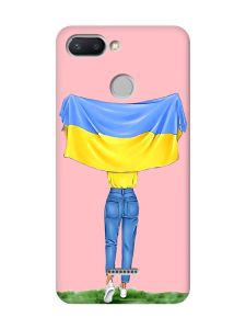 Матовий рожевий чохол на Xiaomi Redmi 6 :: Дівчина з прапором (принт 263)
