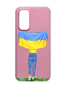 Матовий рожевий чохол на Xiaomi Redmi Note 11 4G :: Дівчина з прапором (принт 263)