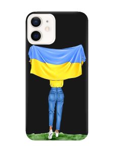 Матовий чорний чохол на Apple iPhone 12 / 12 Pro (6.1) :: Дівчина з прапором (принт 263)