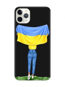 Матовий чорний чохол на iPhone 11 Pro Max (6.5) :: Дівчина з прапором (принт 263)