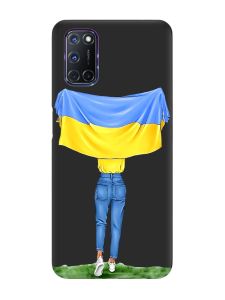 Матовий чорний чохол на Oppo A52/A72/A92 :: Дівчина з прапором (принт 263)