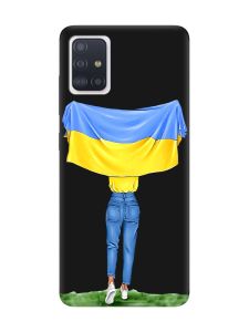 Матовий чорний чохол на Samsung Galaxy A71 / A715 :: Дівчина з прапором (принт 263)