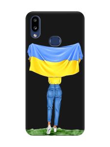 Матовий чорний чохол на Samsung Galaxy A10ѕ A107 :: Дівчина з прапором (принт 263)