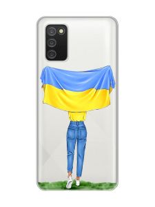 Прозорий чохол для Samsung Galaxy A02s :: Дівчина з прапором (принт 263)