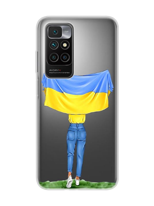 Прозорий чохол для Xiaomi Redmi 10 :: Дівчина з прапором (принт 263)