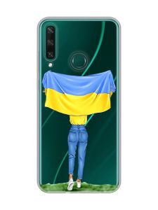Прозорий чохол на Huawei Y6p :: Дівчина з прапором (принт 263)