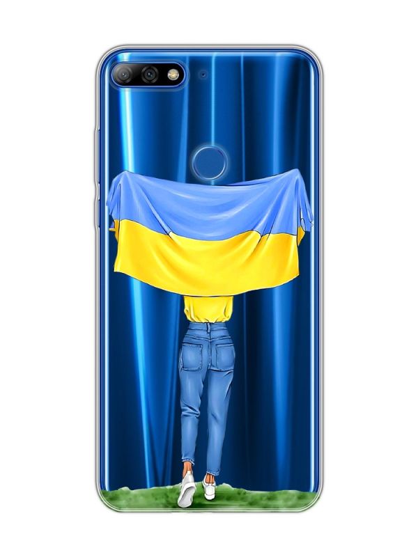 Прозорий чохол на Huawei Y7 2018 / Y7 prime 2018 :: Дівчина з прапором (принт 263)