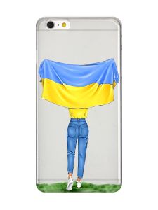 Прозорий чохол на iPhone 6+/6 Plus :: Дівчина з прапором (принт 263)